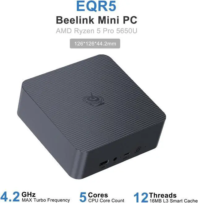Beelink Mini PC EQR5, AMD Ryzen 5 5650U(up to 4.2GHz), RAM