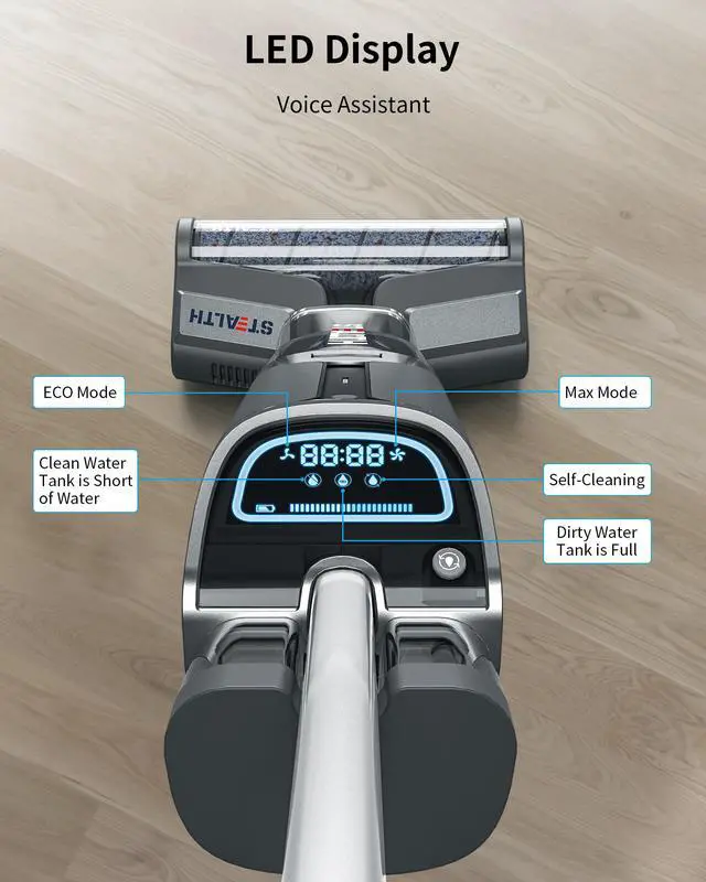 Alt view image 6 of 7 - STEALTH Cordless Vacuum Cleaner, Handheld Wet Dry Vacuum Cleaner and Mop, Self Cleaning Function Upright Vacuum, Strong Suction, Multi Surface Floor Cleaner Machine, ECVP01