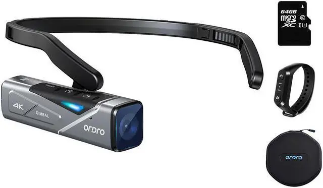 Main image of Ordro EP7 4K Camcorder 60FPS Vlog Camera, Hands-Free Head Mounted Camera,2-Axis Gimbal Stabilizer, Wi-Fi APP Control