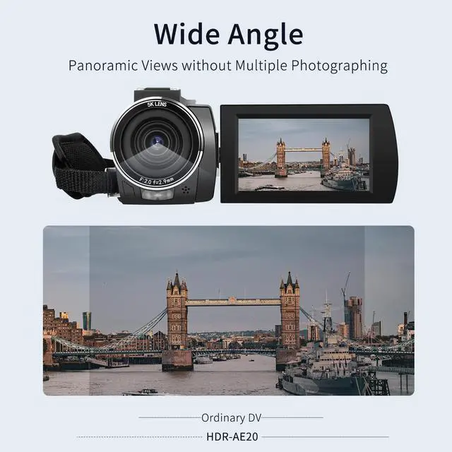 Alt view image 4 of 7 - ORDRO 5K Video Camera Camcorder 56MP UHD WiFi IR Night Vision Vlogging Camera for YouTube, 18X Digital Zoom Touch Screen Vlog Camera with External Mic, Stabilizer, 32GB SD Card, 2 Batteries