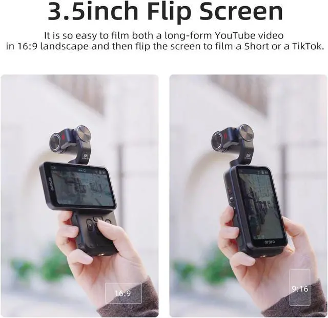 Alt view image 4 of 7 - Ordro M5-5k Handheld Camcorder, 3-Axis Gimbal Stabilizer with 5K 30fps Camera &48MP Photo, 3.5'' Flippable Screen 120° Wide Angle, IR Night Vision Function,Face Tracking for Youtube Vlog with 64G Card