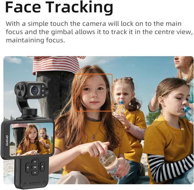 Alt view image 5 of 7 - Ordro M5-5k Handheld Camcorder, 3-Axis Gimbal Stabilizer with 5K 30fps Camera &48MP Photo, 3.5'' Flippable Screen 120° Wide Angle, IR Night Vision Function,Face Tracking for Youtube Vlog with 64G Card