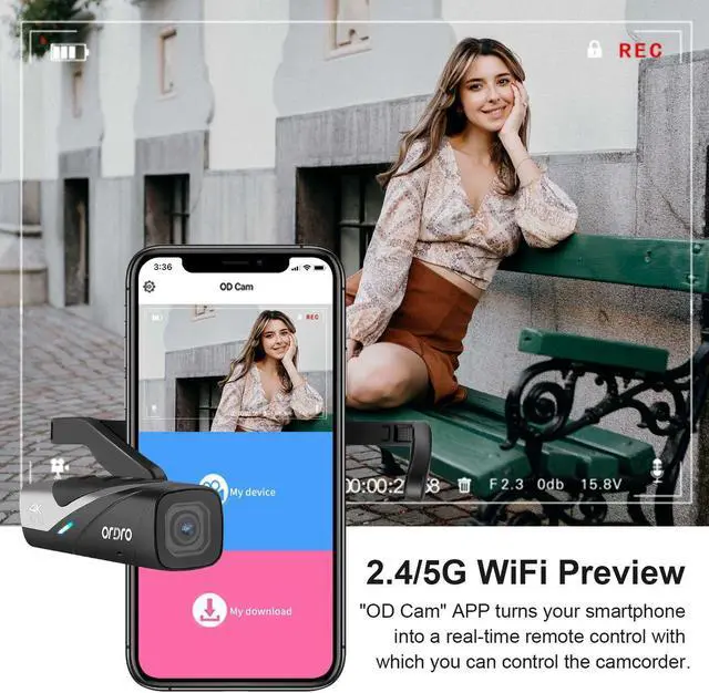 Alt view image 4 of 6 - ORDRO EP8 4K Camcorder 60FPS Vlog Hands Free Wearable Camera, Head-Mounted Video Camera for Vlog, Auto Focus, Wi-Fi APP Control, 2-Axis Gimbal Stabilizer with Fast Charger & Remote Control