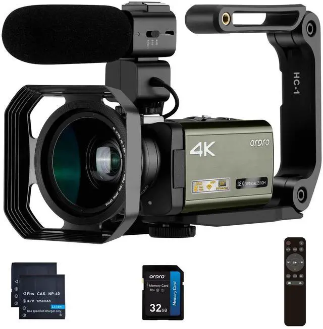 Main image of ORDRO 4K Video Camera Camcorder, AX65 4K Ultra HD Camera w/12x Optical Zoom 100x Intelligent Zoom for Vlogging, WiFi UHD Camcorder 3.5" IPS Touch Screen w/Mic Wide Angle Lens