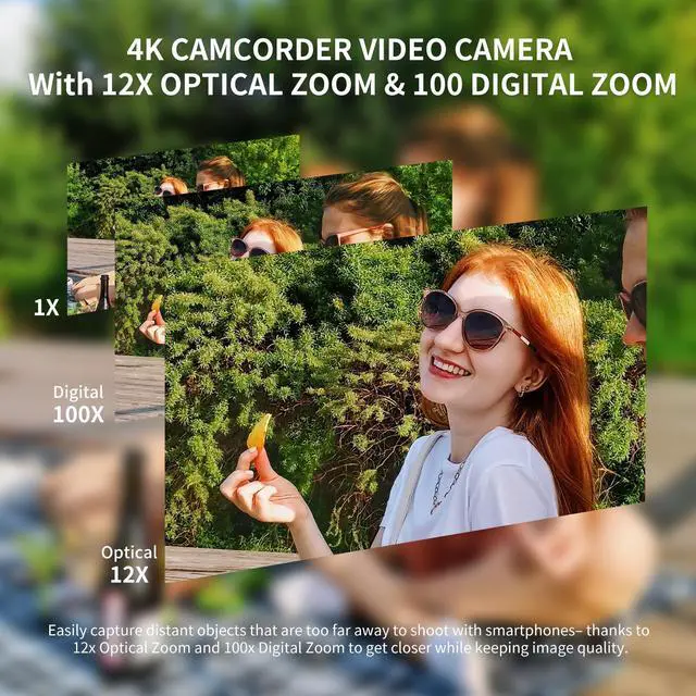 Alt view image 2 of 7 - ORDRO 4K Video Camera Camcorder, AX65 4K Ultra HD Camera w/12x Optical Zoom 100x Intelligent Zoom for Vlogging, WiFi UHD Camcorder 3.5" IPS Touch Screen w/Mic Wide Angle Lens
