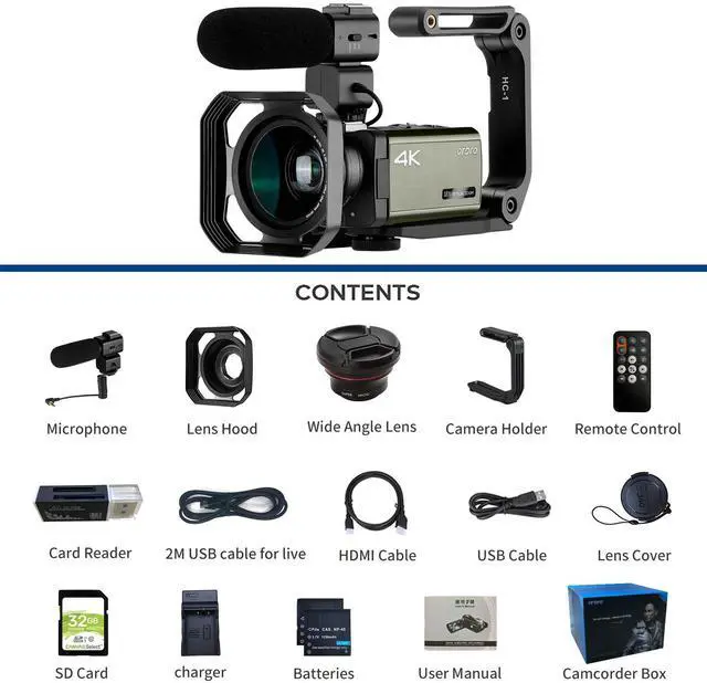 Alt view image 3 of 7 - ORDRO 4K Video Camera Camcorder, AX65 4K Ultra HD Camera w/12x Optical Zoom 100x Intelligent Zoom for Vlogging, WiFi UHD Camcorder 3.5" IPS Touch Screen w/Mic Wide Angle Lens