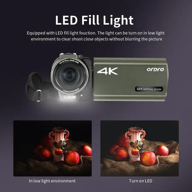 Alt view image 6 of 7 - ORDRO 4K Video Camera Camcorder, AX65 4K Ultra HD Camera w/12x Optical Zoom 100x Intelligent Zoom for Vlogging, WiFi UHD Camcorder 3.5" IPS Touch Screen w/Mic Wide Angle Lens