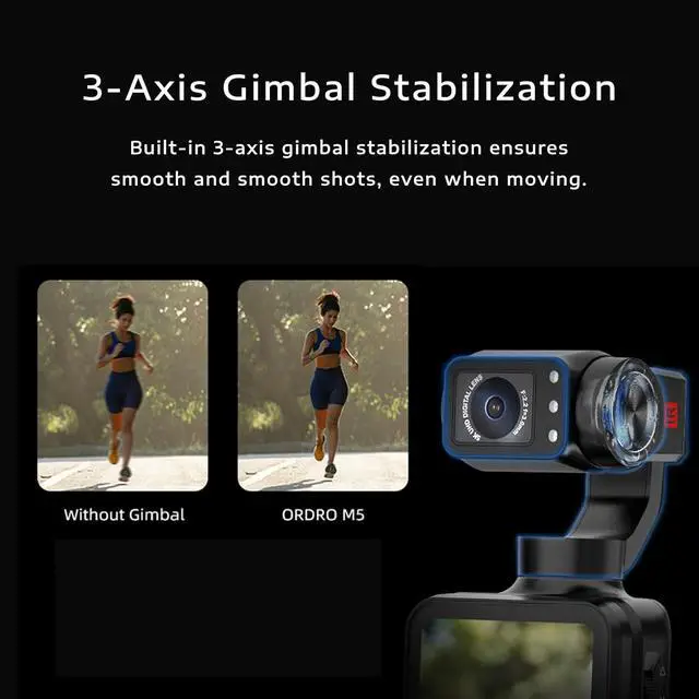 Alt view image 2 of 6 - ORDRO M5 Pocket Camera 3 Axis Gimbal Stablization Vloging Camera with Mic