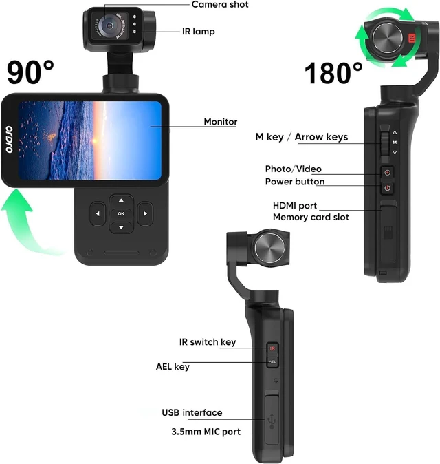 Alt view image 5 of 5 - ORDRO M5 Pocket Camera, 3-Axis Stabilisation 5K Video Camcorder
