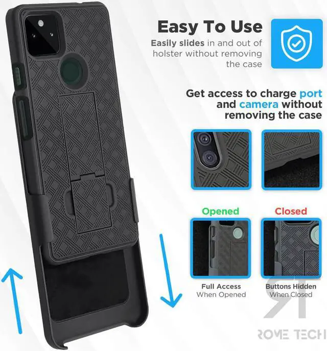 Alt view image 4 of 7 - Rome Tech For Google Pixel 5a 5G Belt Clip Holster Phone Case