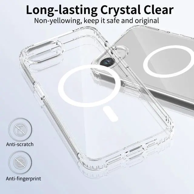 Alt view image 2 of 6 - Rome Tech For Apple iPhone 16e (2025) Hybrid Shockproof Clear Slim Acrylic Case with MagSafe