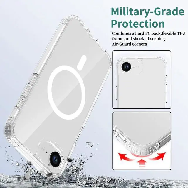 Alt view image 3 of 6 - Rome Tech For Apple iPhone 16e (2025) Hybrid Shockproof Clear Slim Acrylic Case with MagSafe