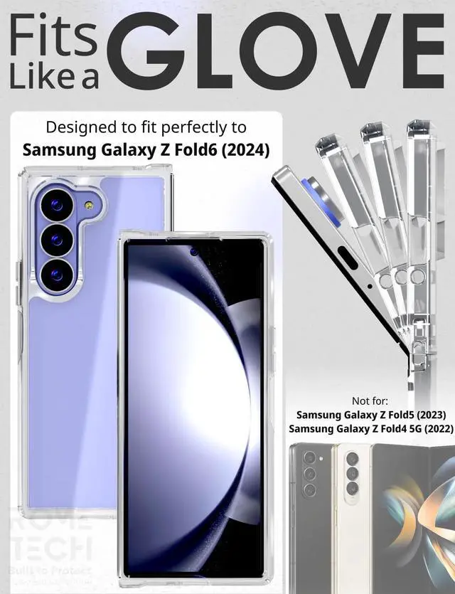 Alt view image 2 of 6 - Samsung Galaxy Z Fold 6 Hybrid Shockproof Clear Slim Acrylic Case Cover Flexible Hinge Rib