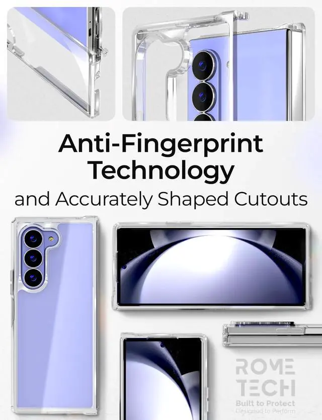 Alt view image 6 of 6 - Samsung Galaxy Z Fold 6 Hybrid Shockproof Clear Slim Acrylic Case Cover Flexible Hinge Rib