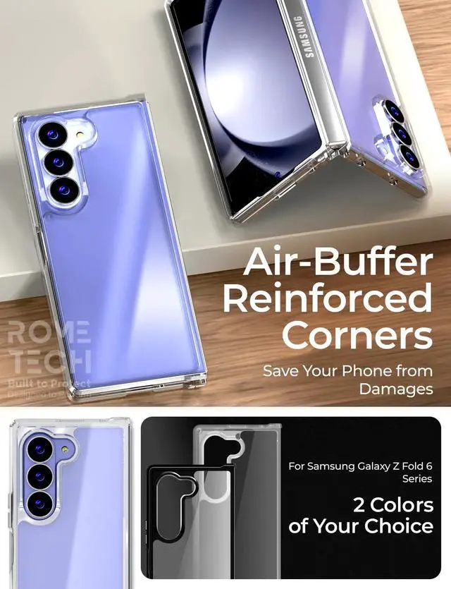 Alt view image 5 of 6 - Samsung Galaxy Z Fold 6 Hybrid Shockproof Clear Slim Acrylic Case Cover Flexible Hinge Rib