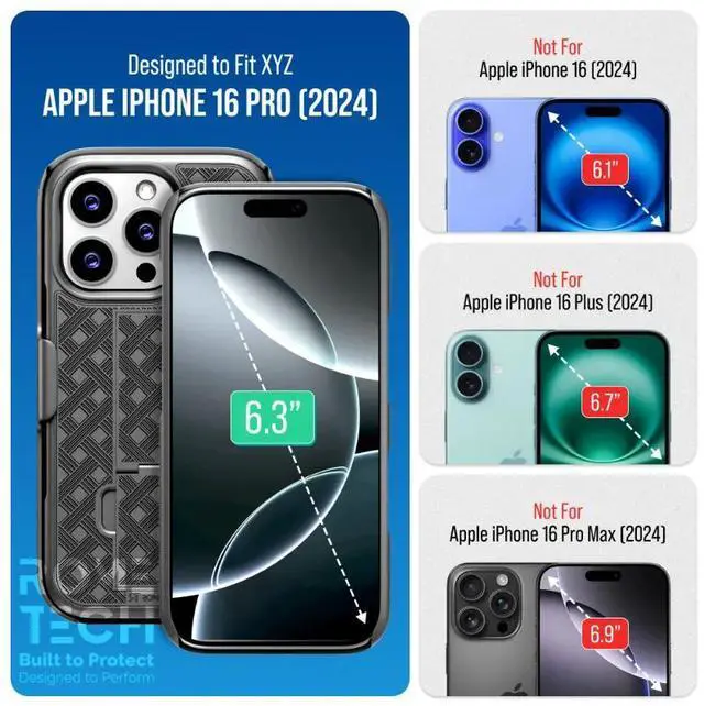 Alt view image 2 of 5 - Rome Tech For Apple iPhone 16 Pro Belt Clip Holster Phone Case
