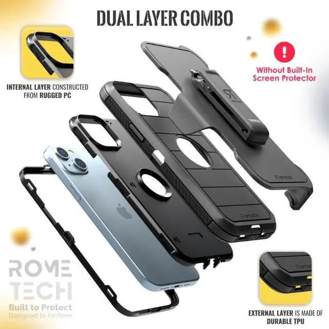 Alt view image 3 of 7 - Rome Tech For Apple iPhone 15 Plus (2023) Defender Series Case