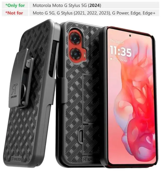 Alt view image 2 of 7 - Rome Tech For Motorola Moto G Stylus 5G (2024) Belt Clip Holster Phone Case