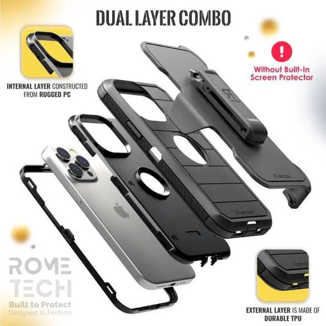 Alt view image 3 of 6 - Rome Tech For Apple iPhone 15 Pro Max (2023) Defender Series Case