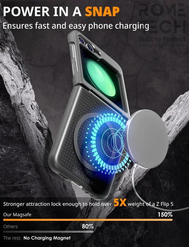 Alt view image 6 of 7 - Rome Tech For Samsung Galaxy Z Flip 5 Belt Clip Holster Phone Case with MagSafe