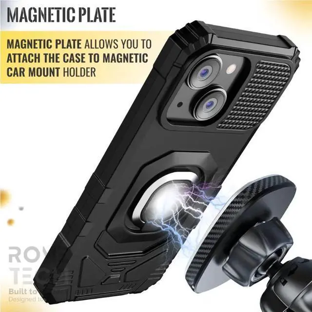 Alt view image 4 of 6 - Rome Tech For Apple iPhone 15 Plus Armor Magnetic Case with Ring & Magnetic Mount