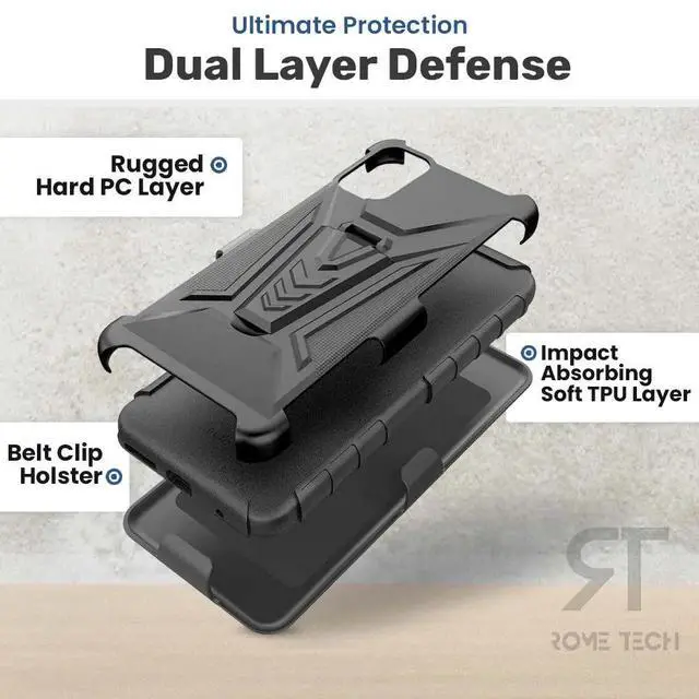 Alt view image 4 of 6 - Samsung Galaxy A03s Dual-Layer Holster Case with Kickstand
