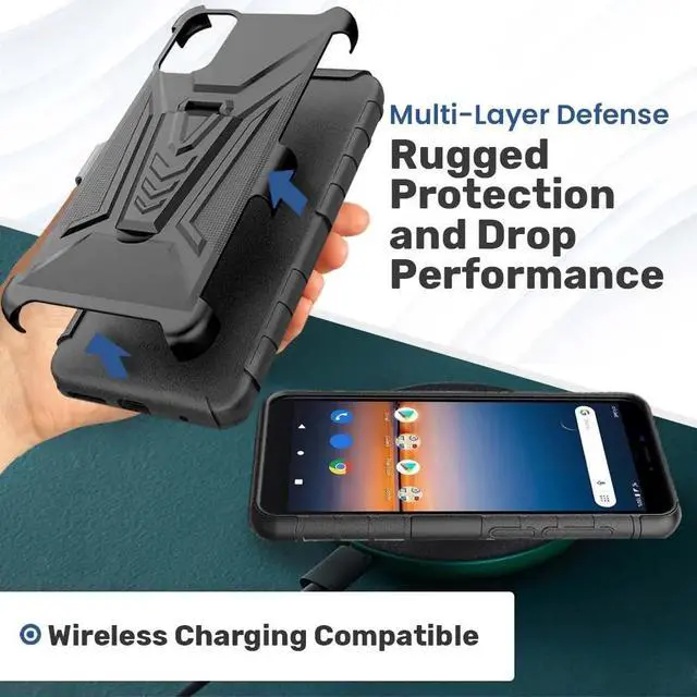 Alt view image 6 of 6 - Samsung Galaxy A03s Dual-Layer Holster Case with Kickstand