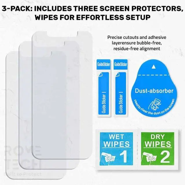 Alt view image 5 of 6 - Rome Tech For Apple iPhone 12 Screen Protector 3-Pack Tempered Glass