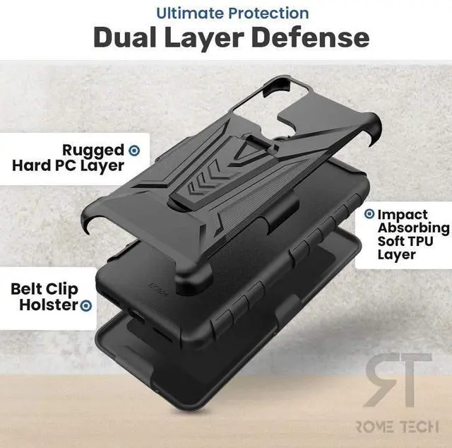 Alt view image 4 of 6 - Rome Tech For TCL 30 V 5G Dual-Layer Holster Case with Kickstand