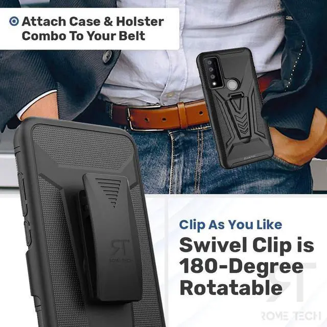 Alt view image 3 of 6 - Rome Tech For TCL 30 V 5G Dual-Layer Holster Case with Kickstand