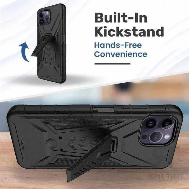 Alt view image 5 of 6 - Rome Tech For Apple iPhone 14 Pro Max Dual-Layer Holster Case with Kickstand