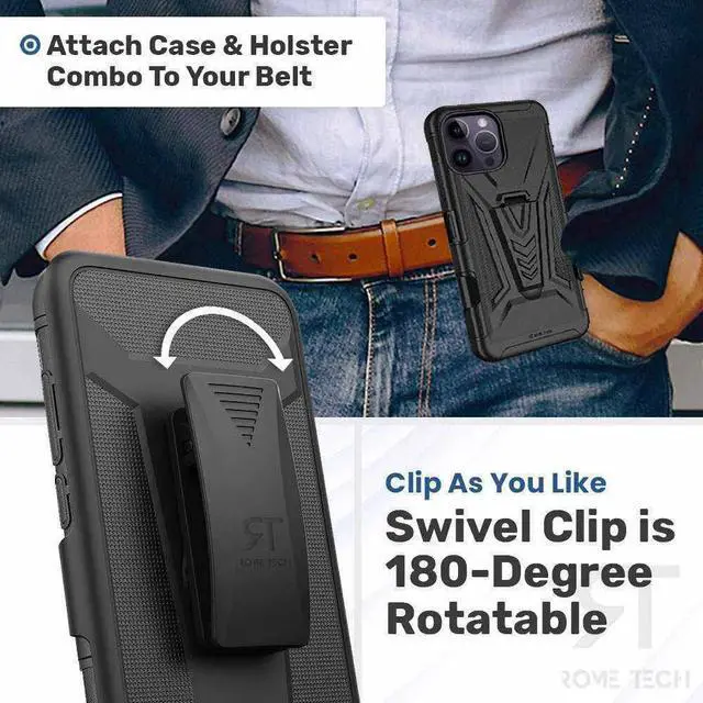 Alt view image 3 of 6 - Rome Tech For Apple iPhone 14 Pro Max Dual-Layer Holster Case with Kickstand