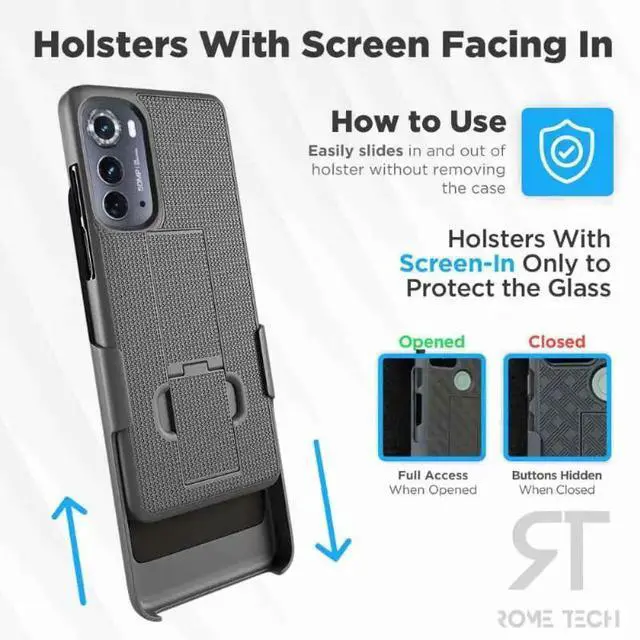 Alt view image 5 of 7 - Rome Tech For Motorola Edge (2022) Belt Clip Holster Phone Case