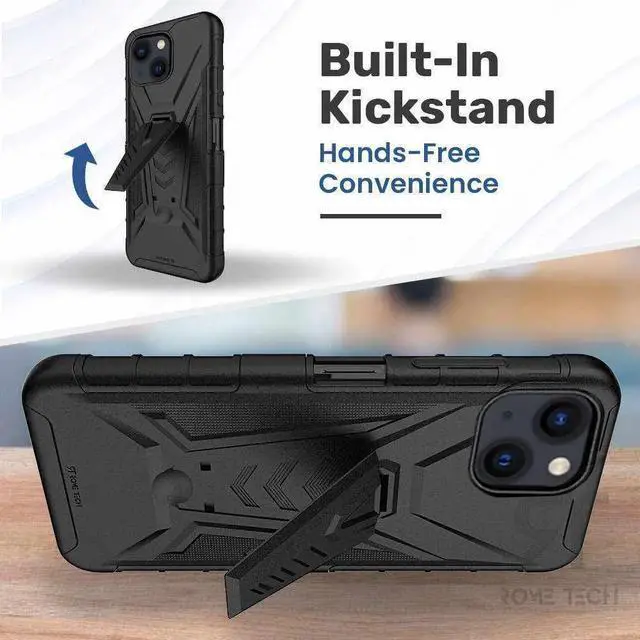 Alt view image 5 of 7 - Rome Tech For Apple iPhone 14 Dual-Layer Holster Case with Kickstand
