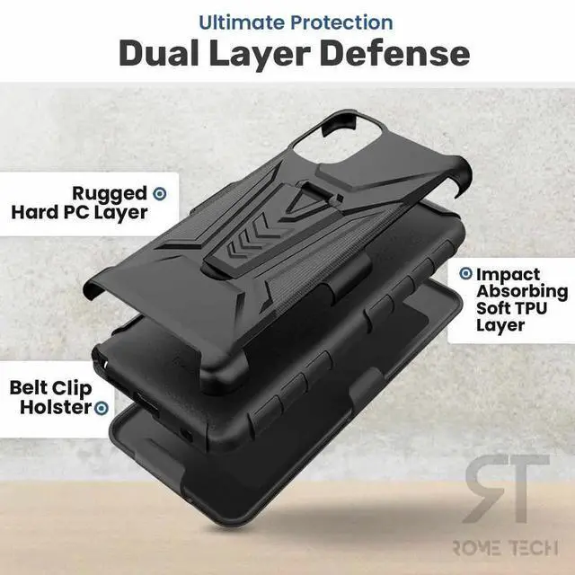 Alt view image 4 of 7 - Rome Tech For Apple iPhone 14 Dual-Layer Holster Case with Kickstand