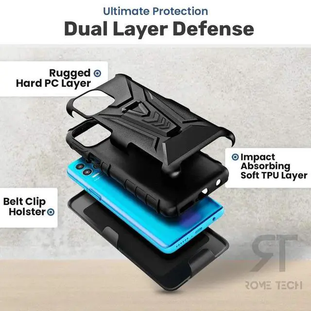 Alt view image 3 of 6 - Motorola Moto G100 Dual-Layer Holster Case with Kickstand