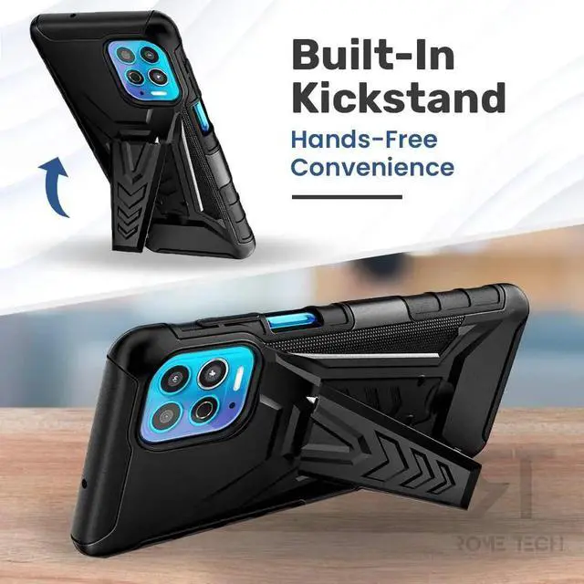 Alt view image 4 of 6 - Motorola Moto G100 Dual-Layer Holster Case with Kickstand