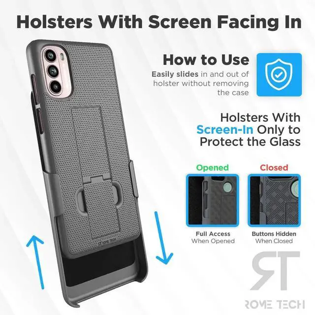 Alt view image 5 of 7 - Rome Tech For Motorola Moto G 5G (2022) Belt Clip Holster Phone Case