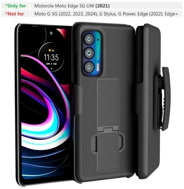 Alt view image 6 of 7 - Rome Tech For Motorola Moto Edge 5G UW (2021) Belt Clip Holster Phone Case