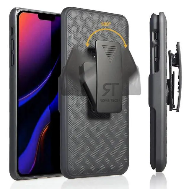 Alt view image 7 of 7 - Google Pixel 5 6.0" (2020) Rome Tech Shell Holster Combo Case - Black