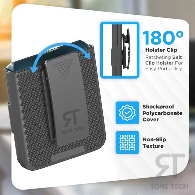Alt view image 3 of 7 - Rome Tech For Samsung Galaxy Z Flip 3 Belt Clip Holster Phone Case