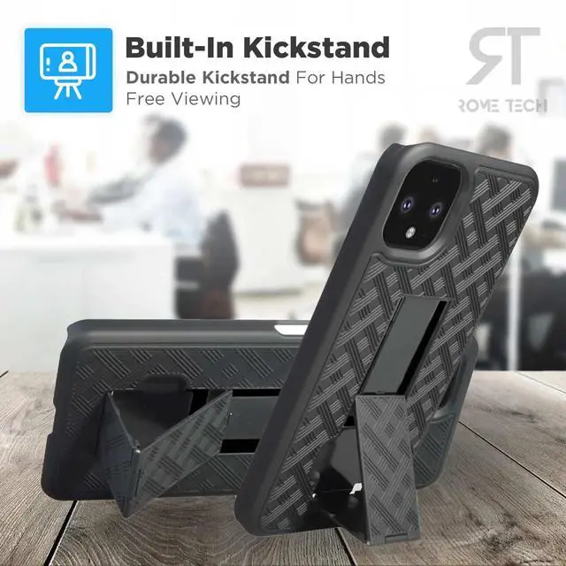 Alt view image 5 of 5 - Rome Tech For Google Pixel 4 Belt Clip Holster Phone Case Cover Black