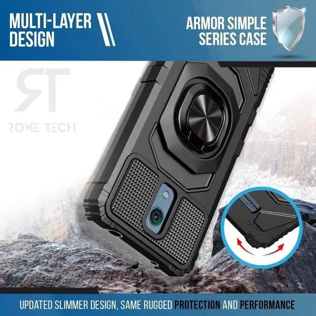 Alt view image 6 of 6 - Rome Tech For Cricket Debut 4G Armor Magnetic Case with Ring & Magnetic Mount