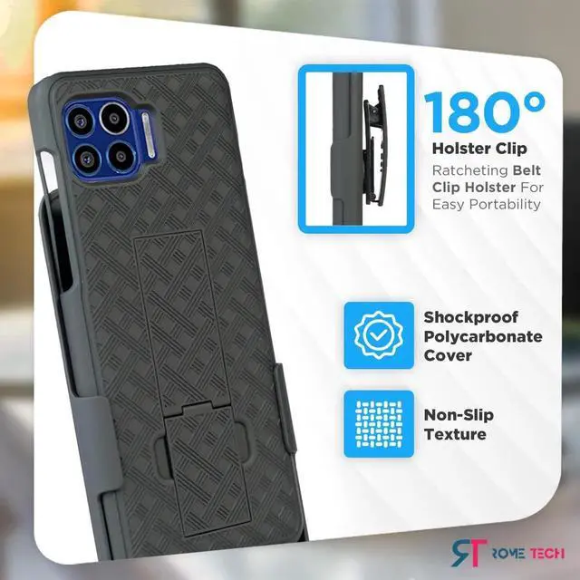 Alt view image 3 of 6 - Rome Tech For Motorola Moto One 5G Belt Clip Holster Phone Case