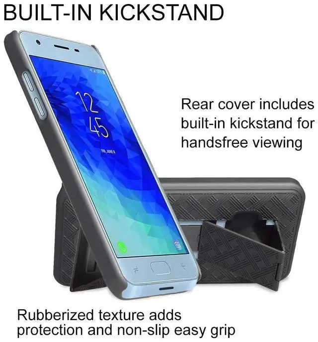 Alt view image 4 of 6 - Rome Tech For Samsung Galaxy J3 / J3V (3rd Gen 2018) Belt Clip Holster Phone Case