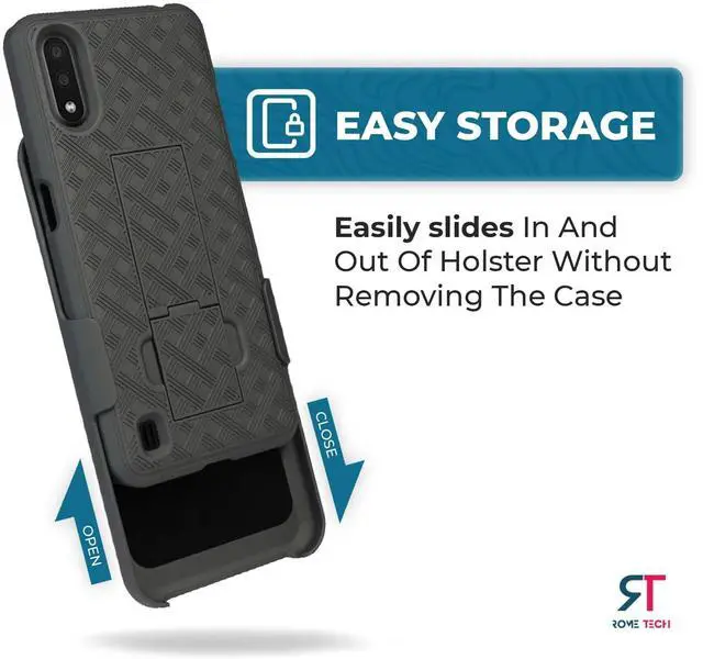Alt view image 4 of 7 - Rome Tech For Samsung Galaxy A01 Belt Clip Holster Phone Case