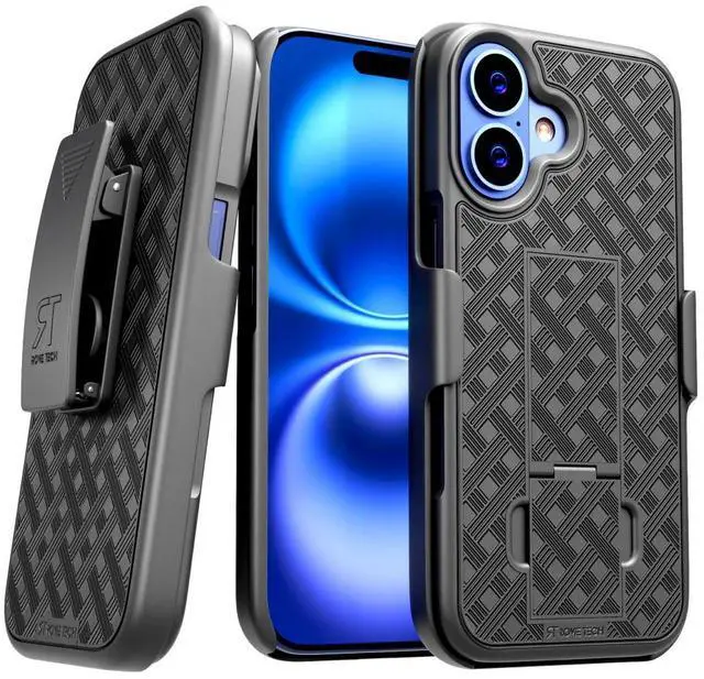 Alt view image 4 of 6 - Rome Tech Designed for iPhone 17 Pro Max 17 Pro 17 Air, iPhone 17 Case with Belt Clip Holster Kickstand Cover Phone Combo Case Color Black