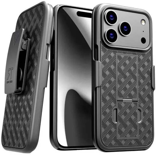 Main image of Rome Tech Designed for iPhone 17 Pro Max 17 Pro 17 Air, iPhone 17 Case with Belt Clip Holster Kickstand Cover Phone Combo Case Color Black