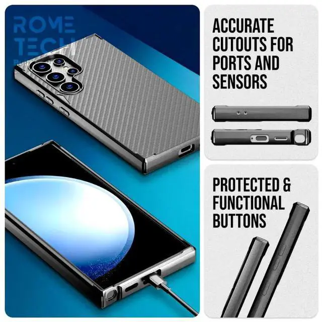 Alt view image 6 of 6 - Rome Tech For Samsung Galaxy S24 Ultra (2024) Protective Shockproof Case with Belt Clip Holster