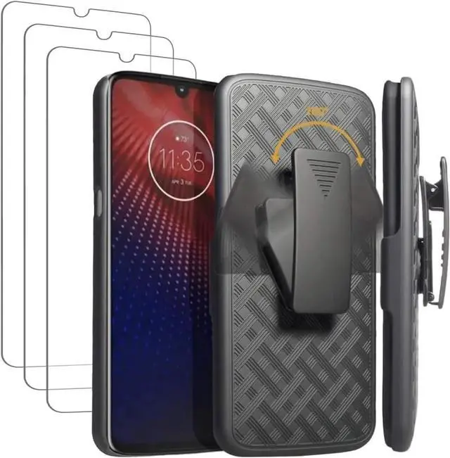 Alt view image 7 of 7 - Rome Tech For Motorola Moto Z4 Belt Clip Holster Phone Case